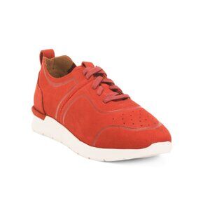 SOFTWALK Red Leather Stella Comfort Sneakers